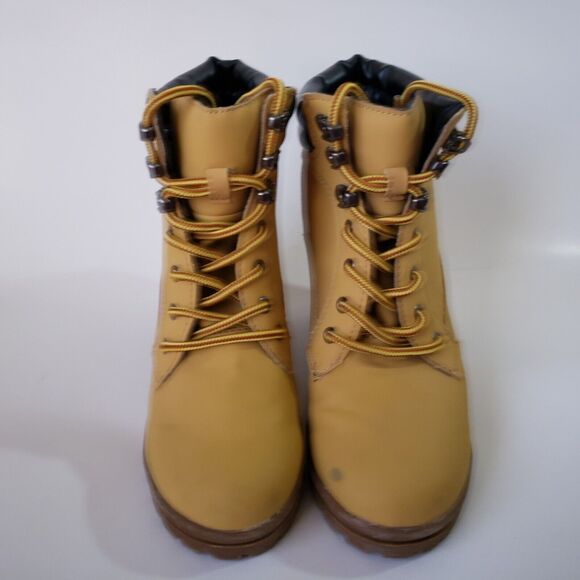 Joe Boxer Allyn Chunky Ankle Booties Women 8 Beige Tan Faux Leather Block Heel - Picture 15 of 16